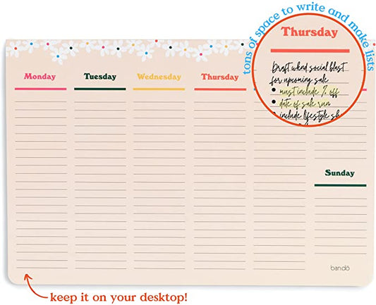 Ban.Do - WEEK-TO-WEEK MEGA DESK NOTEPAD - DAISIES