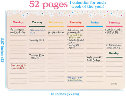 Ban.Do - WEEK-TO-WEEK MEGA DESK NOTEPAD - DAISIES