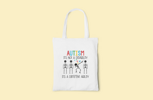 Canva Bag Sonrisas a Full Color for  Autism¨ - It´s Not a Disability is a Different Ability