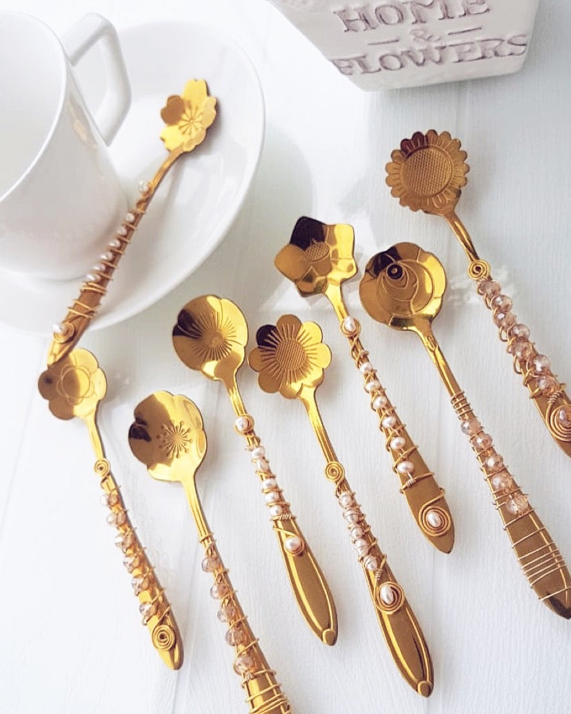 Cucharitas Flower Teaspoon Set c/ Perlas