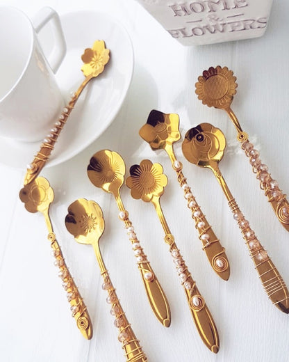 Cucharitas Flower Teaspoon Set c/ Perlas