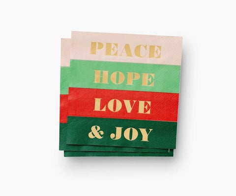 Rifle Paper Co - Holiday Cocktail Napkins - Peace & Hope