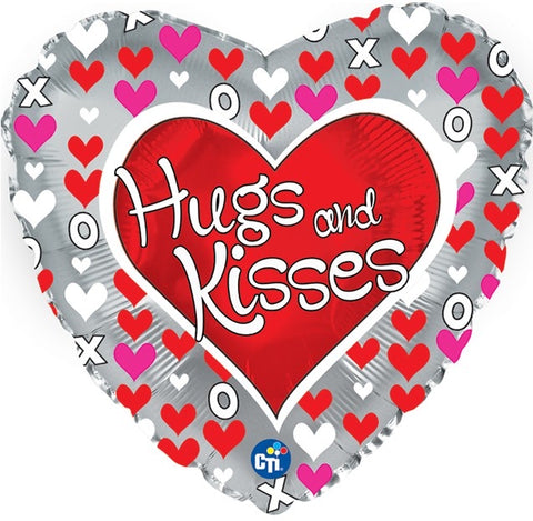 18″ Valentine Love – Hugs & Kisses XO – Mylar Foil Balloon