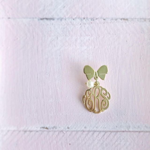 BabyPin Tope de Lazo en Plata Bañada en Oro + Charm de Perla