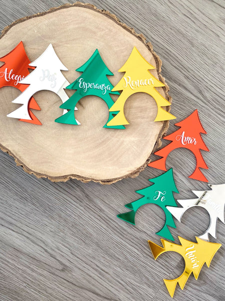 Set de Aros de Servilletas - Arbolitos - Acrílico