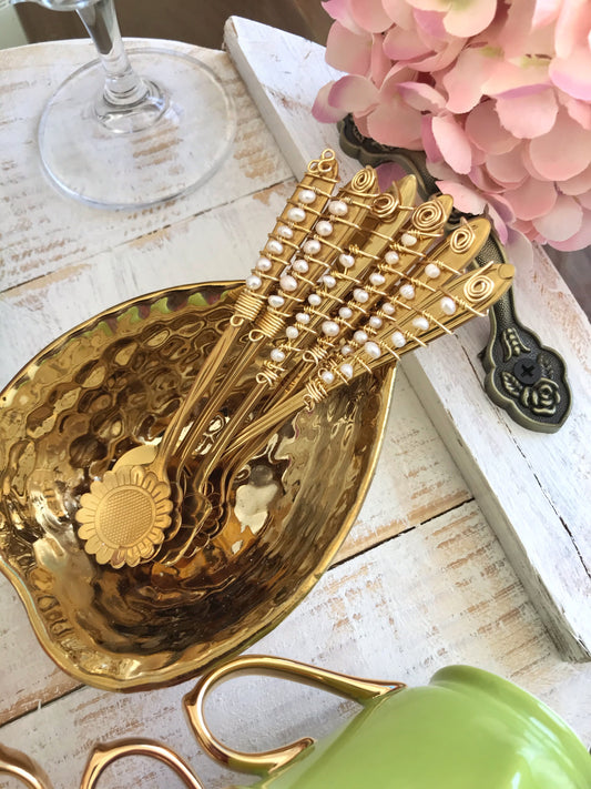 Cucharitas Flower Teaspoon Set c/ Perlas
